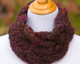 Chunky Cable Cowl Knitting Pattern - Super Bulky Yarn - Beginner - Cables - Pattern PDF