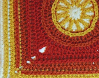 Flame Square ~ Crochet PATTERN PDF ONLY ~ 12" afghan square