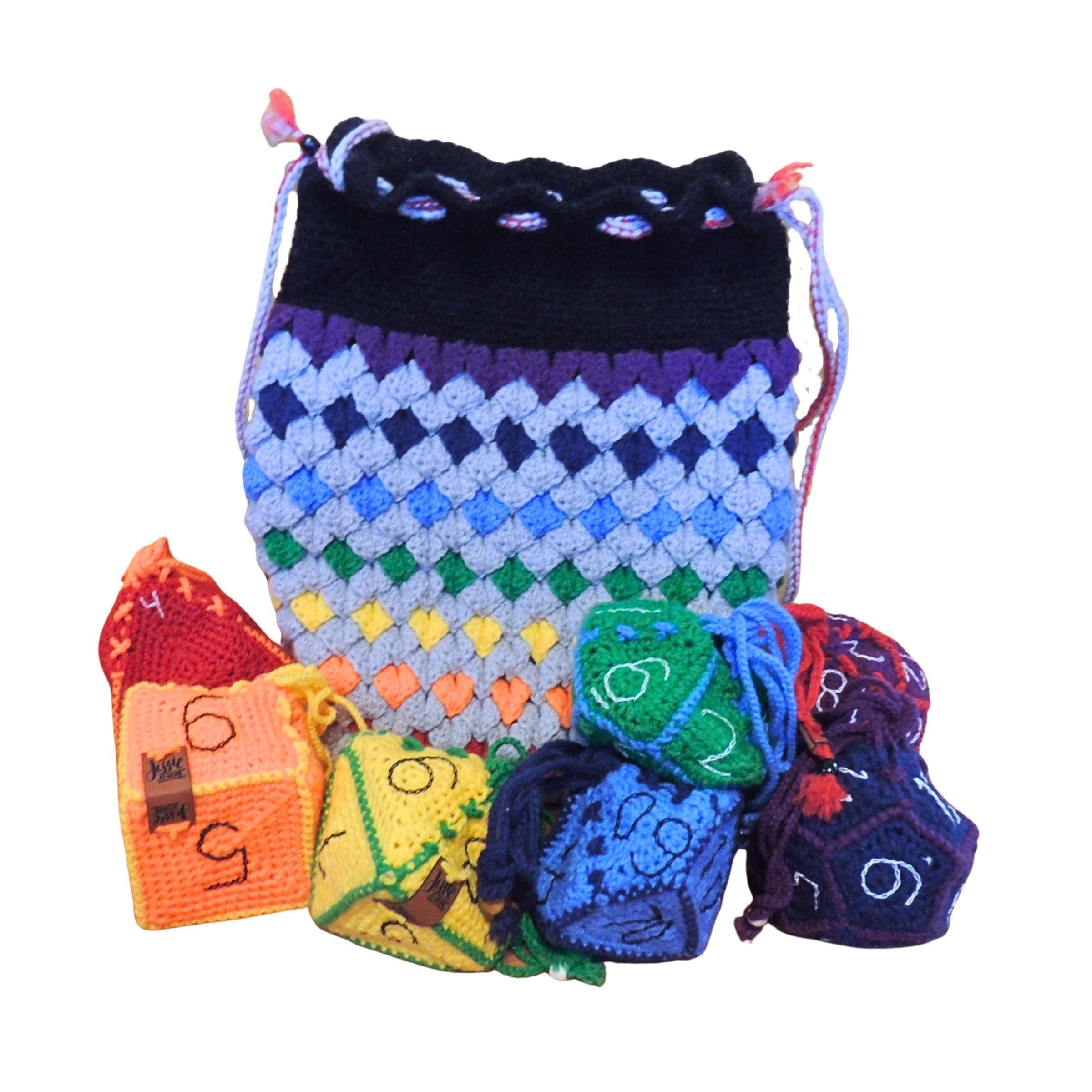 28 Dice Bag Crochet Patterns: Unique Drawstring Pouches for Gamers and Fantasy Fans 23 Bag of Holding RPG Dice Bag Sets Crochet Patterns