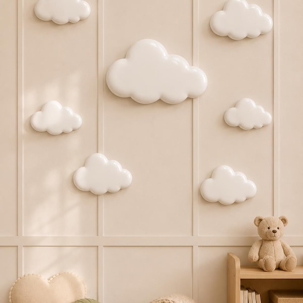 3D Cloud Wall Decor Set | Scandinavian Nursery Art, PLA Prints