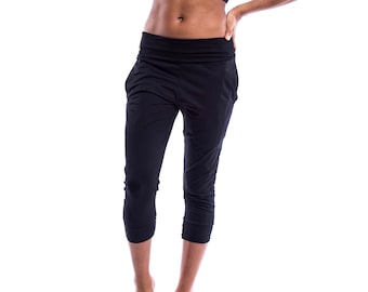 Womens Yoga Capri Pants - Drop Crotch Pants - Jersey Cotton Yoga Pants Yoga Clothes
