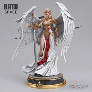 Elf Valkyrie 1/6 Scale STL Fantasy Angel Warrior Statue Female Guardian Printable Model