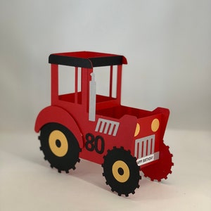 3D Red Tractor Birthday Card, Pop Up Box Card