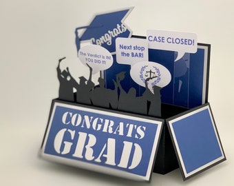 3D 2023 Law School Graduation Card in Blue and White