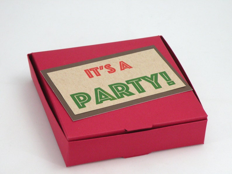 10 3D Pizza Box Pizza Party Invitations with Custom Wording image 2