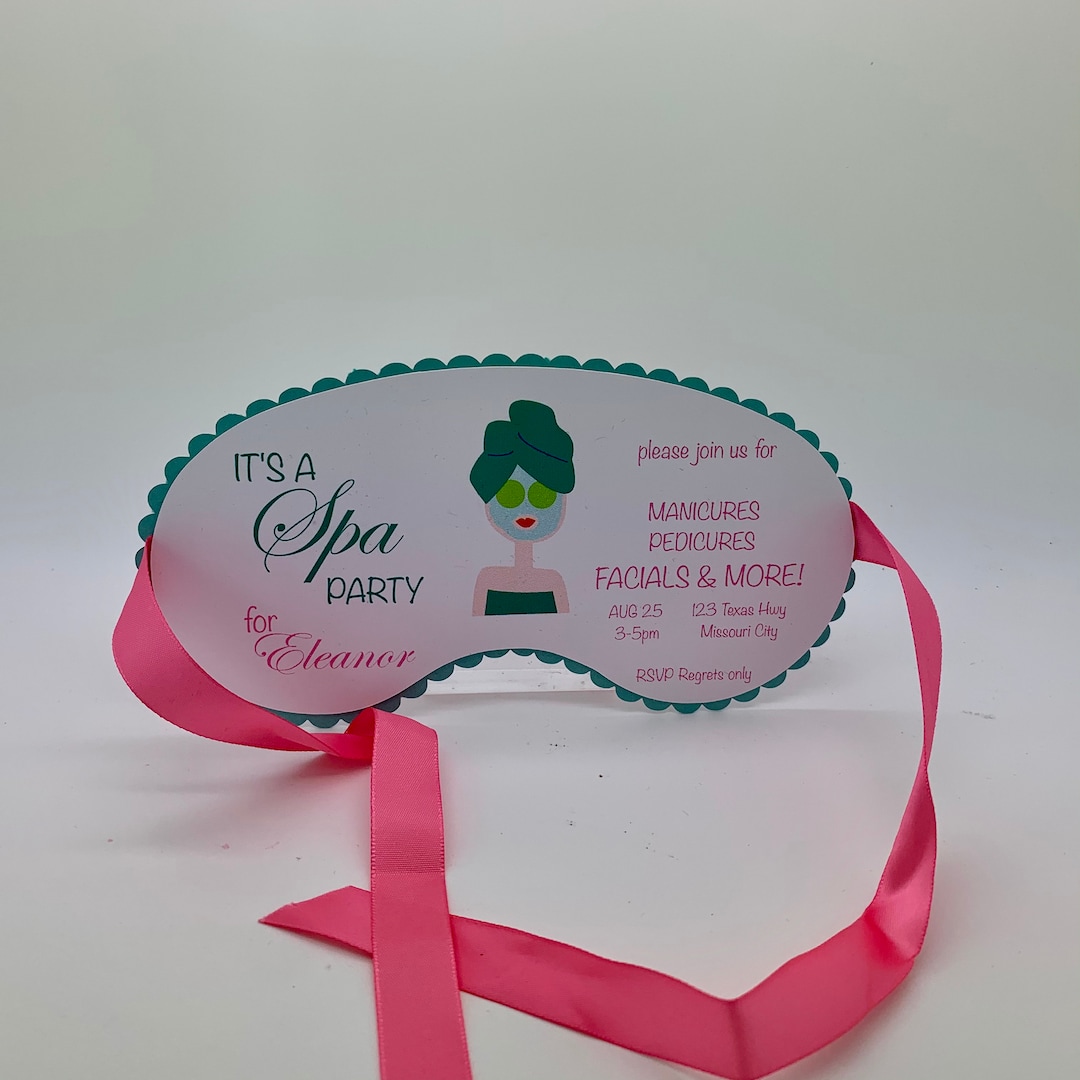 6 Custom Eye Mask Invitations for Spa or Sleepover Birthday Etsy