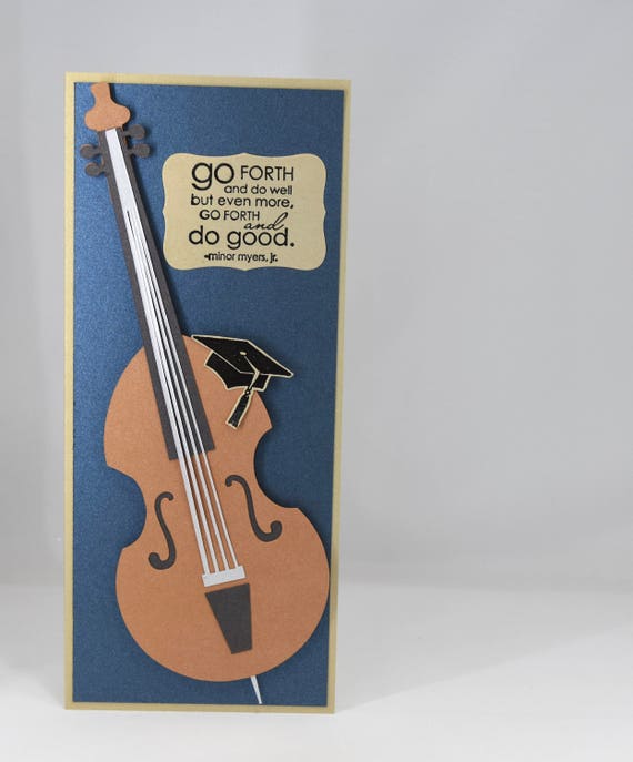 Blue and Gold Graduation Card with Double Bass Il_570xn
