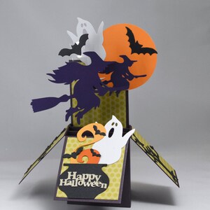 3D Happy Halloween Box Card with Witches, Ghosts and Bats image 2