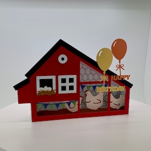 3D Chicken Coop Birthday Card