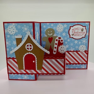 3D Gingerbread Christmas Card, Z Fold Card