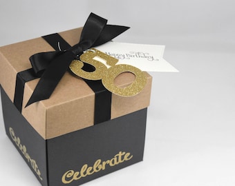 3D Birthday Card, Explosion Box Card with Tea Light and Optional Age Tag