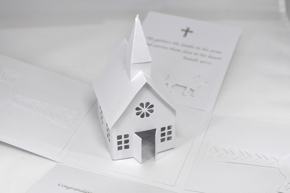 3D White Christening Explosion Box - Etsy