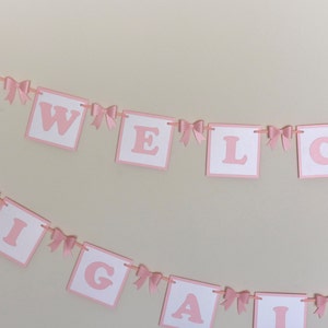 Baby Shower Banner: Pink or Blue Welcome Blocks