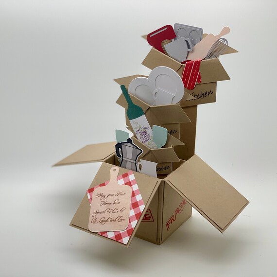 3D New Home Congratulations Card, Box Card, Kitchen by A Paper Paradise Catch My Party