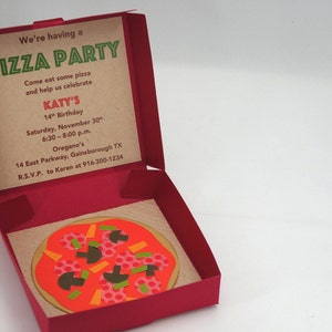 10 3D Pizza Box Pizza Party Invitations with Custom Wording image 5