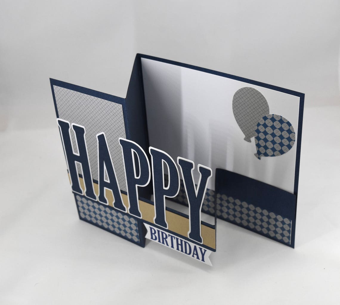 Masculine Birthday Card in Blue - Etsy