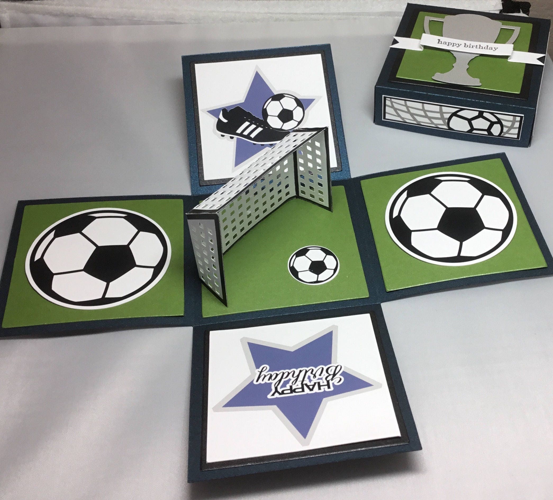 3D Soccer Birthday Card Explosion Box Card Etsy