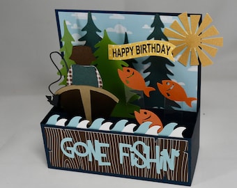 3D Fishing Birthday or Retirement Card