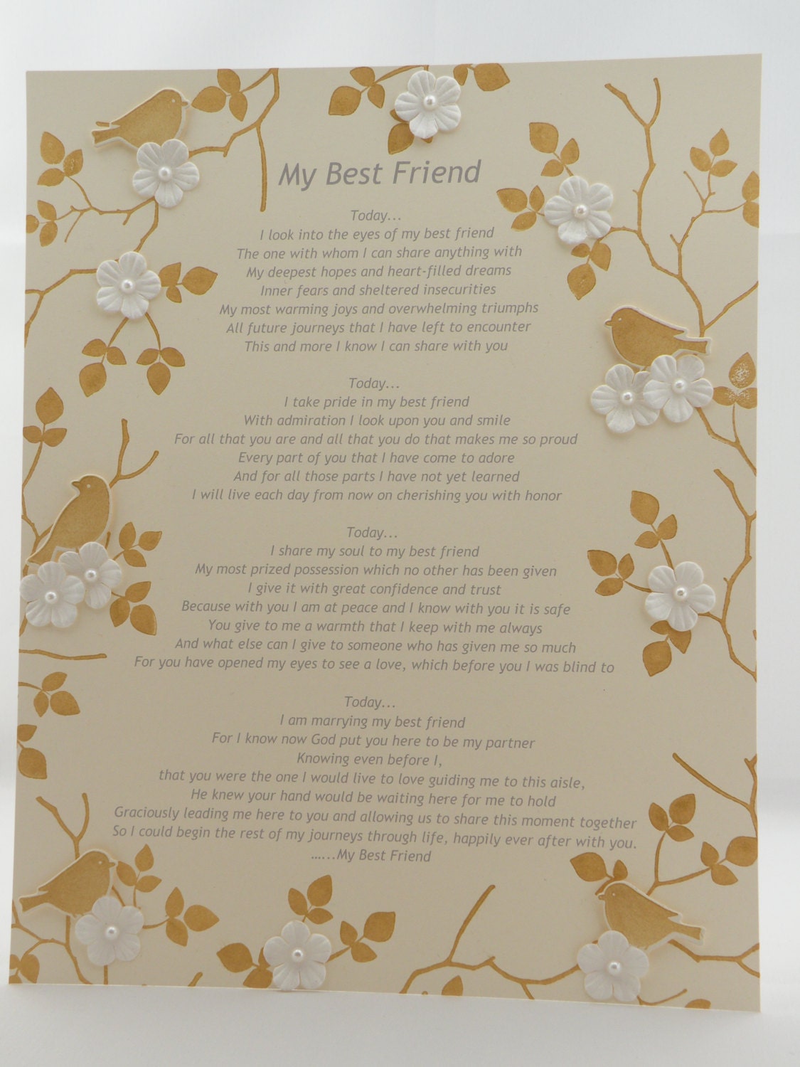 Keepsake Wedding Poem Today I Marry My Best Friend In Etsy