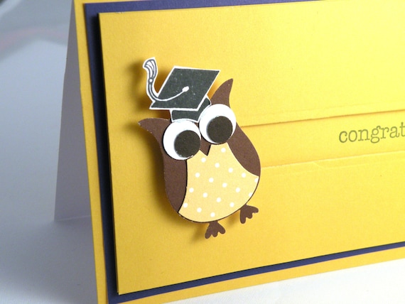 Blue and Gold Owl Graduation Spinner Card Il_570xn