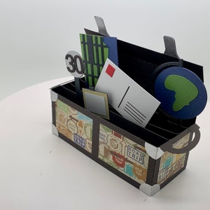 3D Old Fashioned Travel Trunk birthday card with age