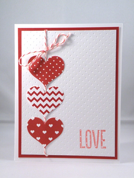 Red and White Anniversary Card with Hearts Il_570xn