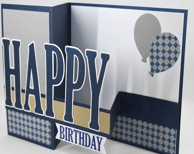 Masculine Birthday Card in Blue - Etsy