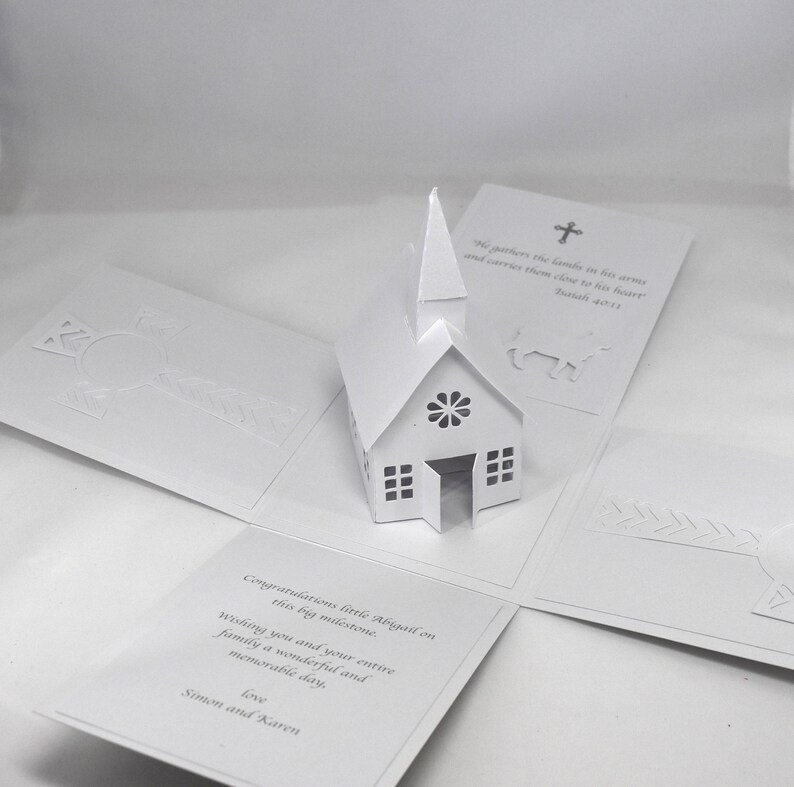 3D White Christening Explosion Box | Etsy