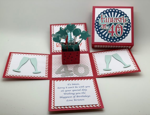 3D Red and White 40th or 50th Birthday Explosion Box, Fantastic at 40, 50 and Fabulous Il_570xn
