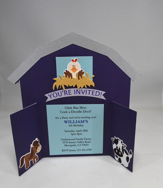 16 Barn Shaped Invitations With Custom Wording Etsy