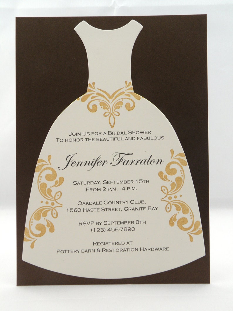 10 Dress Bridal Shower Invitation with Custom Wording in Brown Etsy