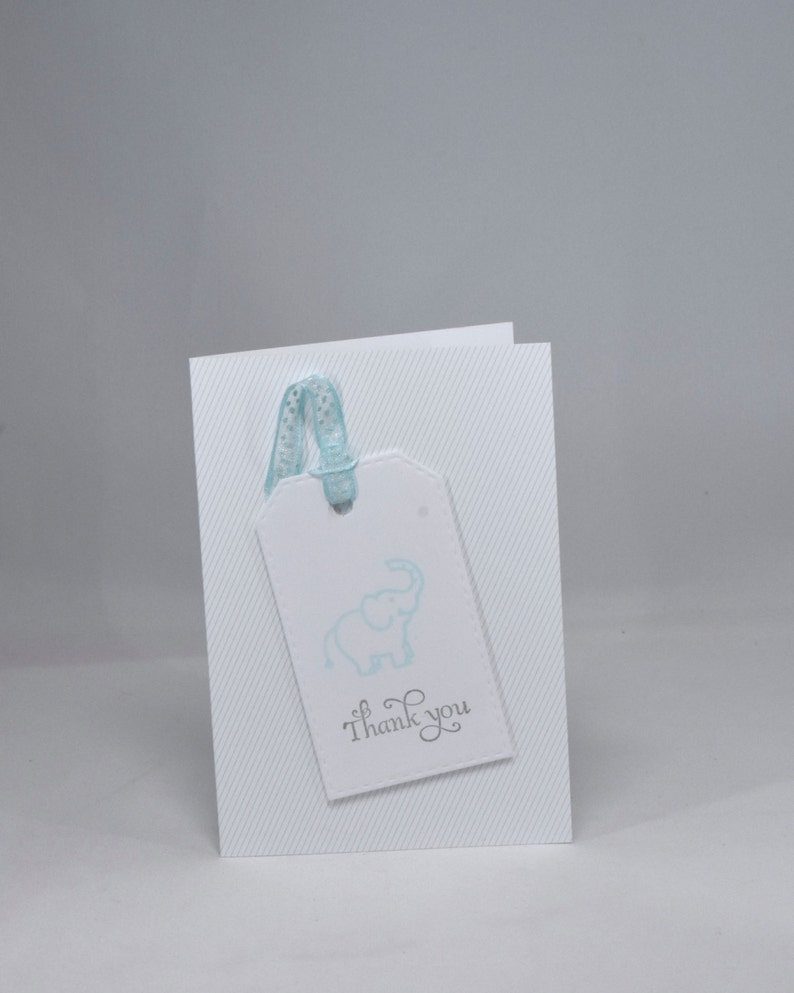 12 Thank You Cards with Blue Elephant Tag
