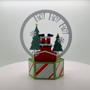 3D Santa Stuck in the Chimney Snow Globe Christmas Card, Pop Up Box Card