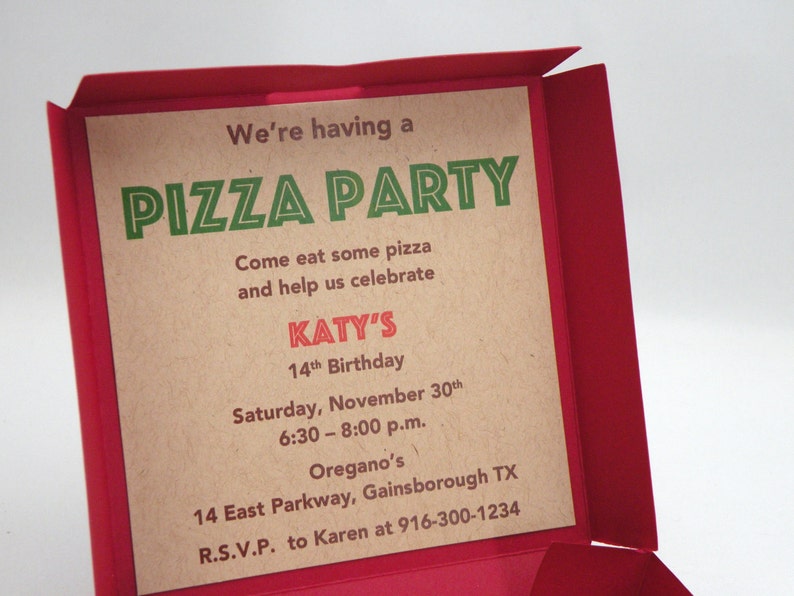10 3D Pizza Box Pizza Party Invitations With Custom Wording Etsy