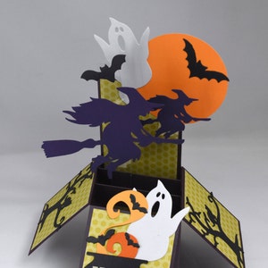 3D Happy Halloween Box Card with Witches, Ghosts and Bats image 3