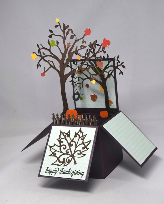 3D Thanksgiving Box Card with Fall Tree and Tire Swing Il_570xn