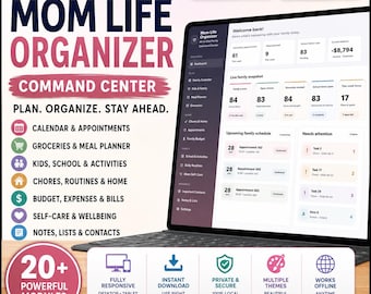 Mom Life Organizer Web App, All in One Family Planner, Family Calendar, Meal Planner, Chore Tracker, Budget & Routine Organizer