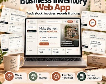 Small Business Inventory Management Web App, Invoice Generator, Business Calculator, Stock Tracker, Offline Business Organizer