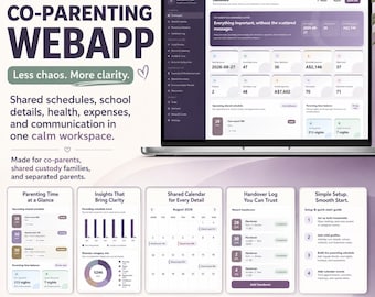 Co Parenting Planner Web App, Shared Parenting Calendar, Custody Schedule, Expense Tracker, Communication Log, Digital Download