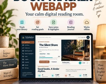 Ultimate Book Tracker Web App, Reading Planner, Digital Book Journal, TBR Library Tracker, Offline Reading Dashboard