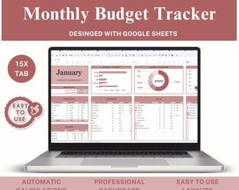 Monthly Budget Spreadsheet Google Sheets Template, Budget Dashboard, Multi-Year Budget Planner, Personal Finance Expense Tracker