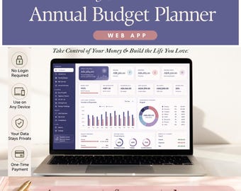 Ultimate Annual Budget Planner Web App, Digital Budget Tracker, Monthly Budget, Bill Calendar, Savings, Debt & Net Worth Tracker