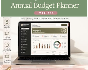 Ultimate Annual Budget Planner Web App, Digital Budget Tracker, Monthly Budget, Bill Calendar, Savings, Debt & Net Worth Tracker