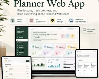 Ultimate Homeschool Planner Web App, Digital Homeschool Organizer, Lesson Planner, Attendance Tracker, Curriculum & Progress Planner