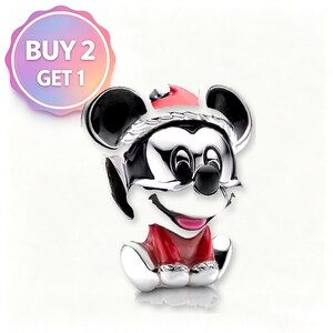Breloque Mickey Mouse en argent S925, perle de Noël, cadeau idéal pour la création de bracelets et autres bijoux.