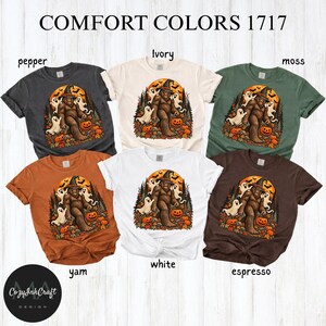 Halloween Shirt, Spooky Ghost Graphic Tee, Comfort Colors 1717 Moss Green Shirt, Vintage T-Shirt, Cute Halloween Gift zdjęcie 5