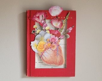 Botanical Heart Book Sculpture