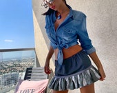 Bamboo Skirt, Gray , Gray Skirt , Women Skirt,Design Skirt, Mini Skirt, Ruffle Skirt, Silver, Ruffle , Evening Skirt, Style , Beauty,Sequins