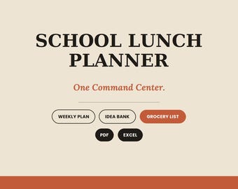 School Lunch Planner | Weekly Meal Prep Tracker for Kids