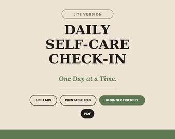 Daily Self-Care Check-In Guide (Lite) | Mood, Hydration, Sleep & Gratitude Tracker PDF | 5-Minute Printable Ritual